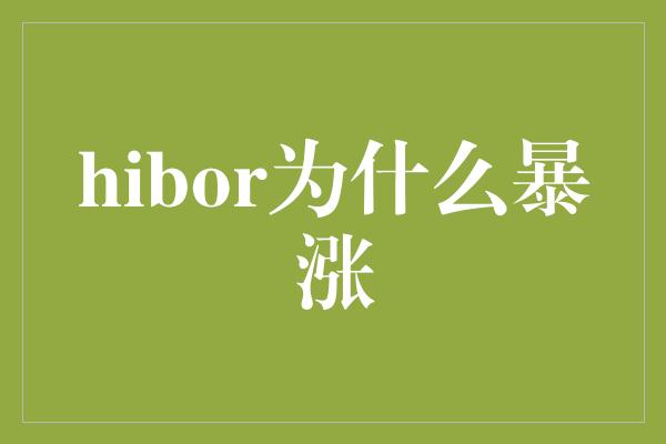 hibor为什么暴涨