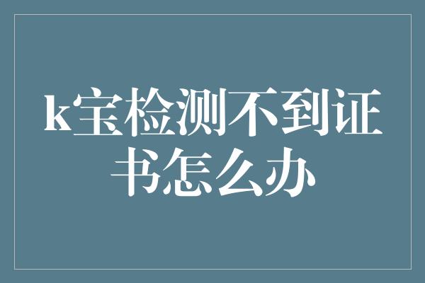 k宝检测不到证书怎么办