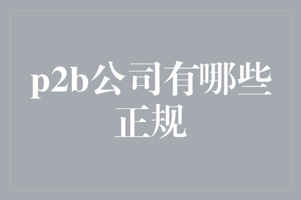 p2b公司有哪些正规