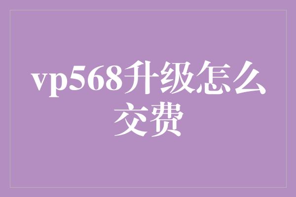 vp568升级怎么交费