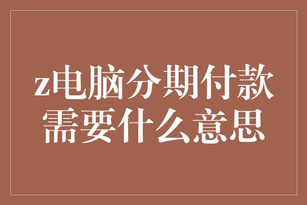 z电脑分期付款需要什么意思